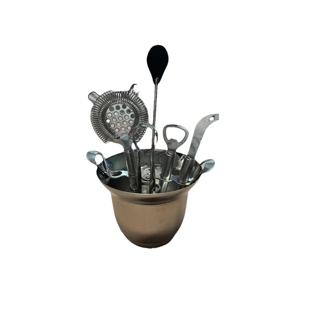 Bar Tool Set Bartender Kit with‎ Stainless Steel Ice Bucket-Pottery Barn